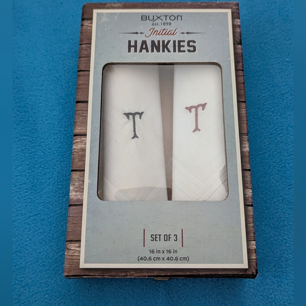 Buxton Initial Hankies Set White & Gray Possibly Taylor Swift And Travis Kelsey